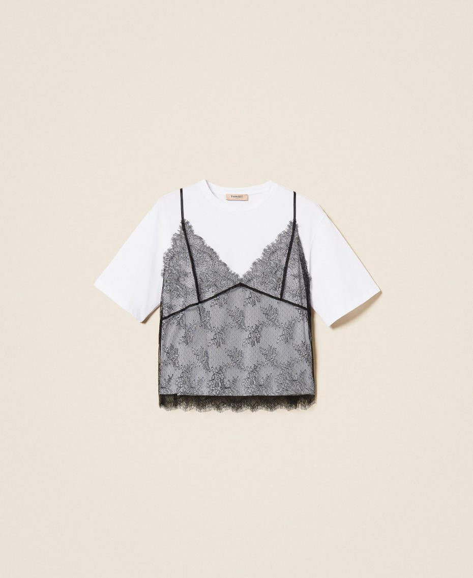 Twinset 262TT2553 - T-shirt girocollo e top in pizzo