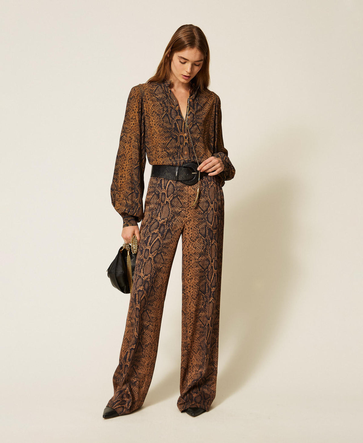 Twinset 262TT2591 - Pantaloni ampi a stampa python