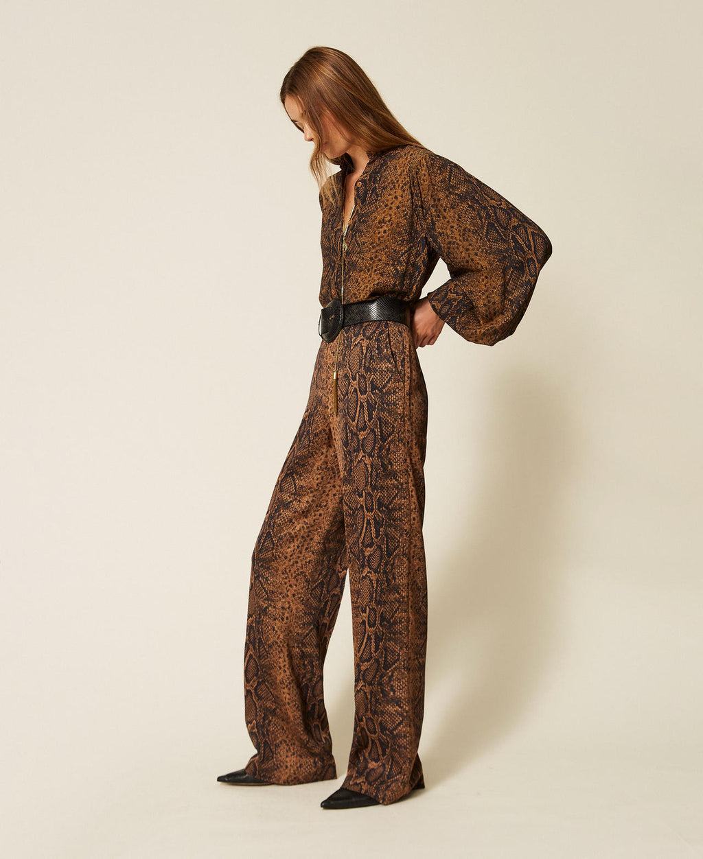 Twinset 262TT2591 - Pantaloni ampi a stampa python