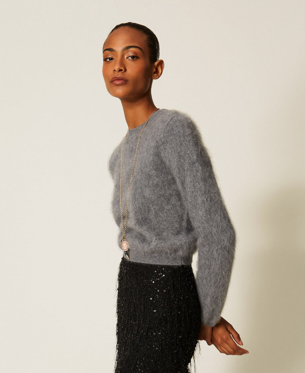 Twinset 262TT3024 - Maglia girocollo in lana spazzolata