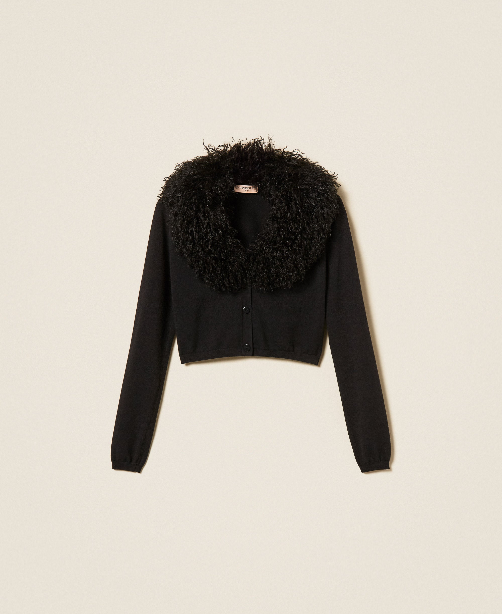Twinset 262TT3260 - Cardigan cropped con faux fur