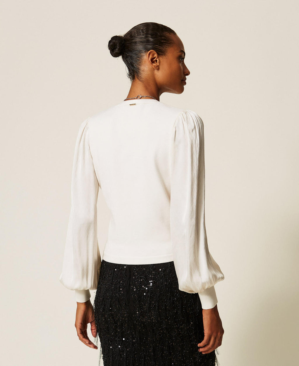 Twinset 262TT3361 - Maglia con maniche in tessuto jacquard