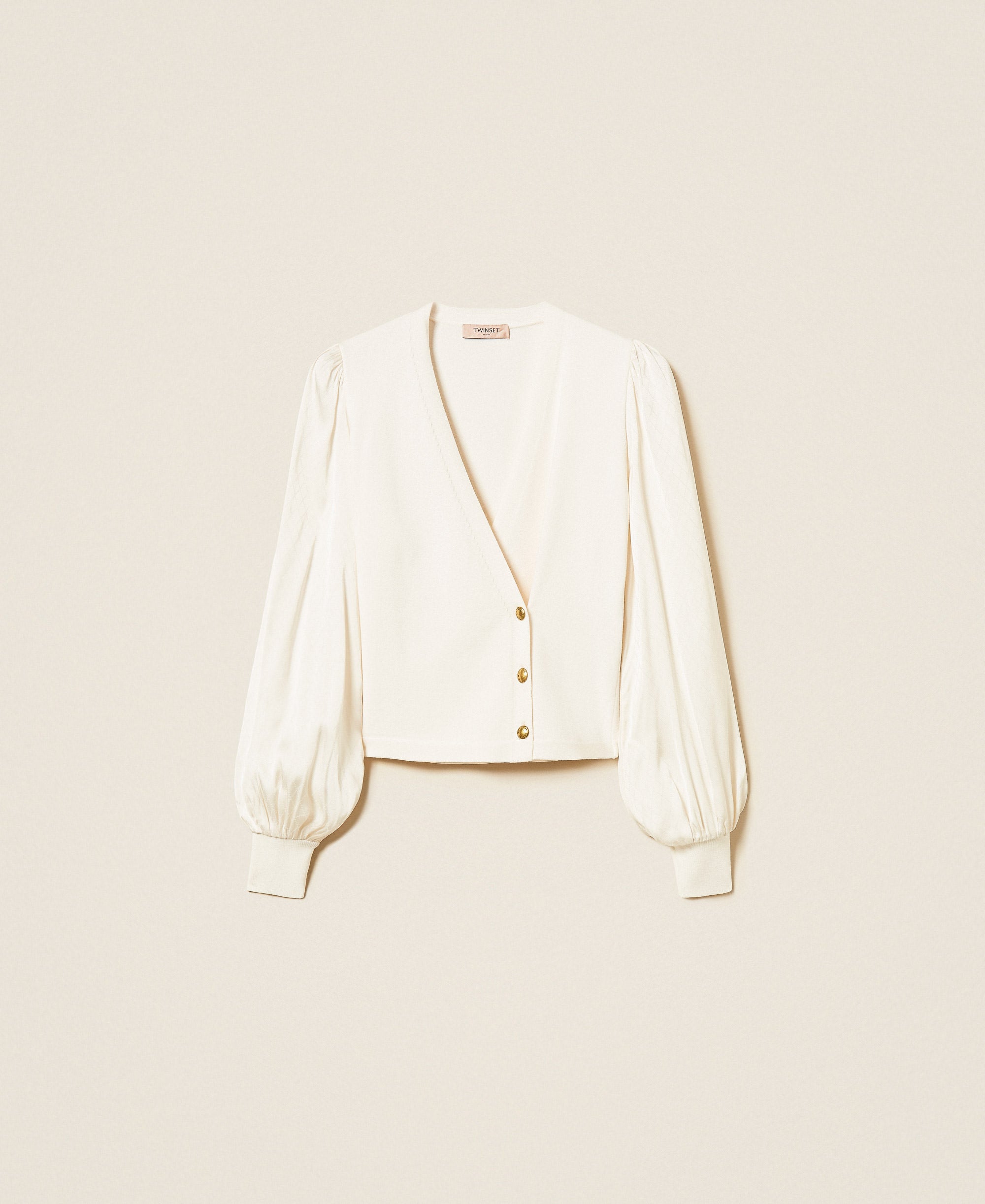 Twinset 262TT3361 - Maglia con maniche in tessuto jacquard