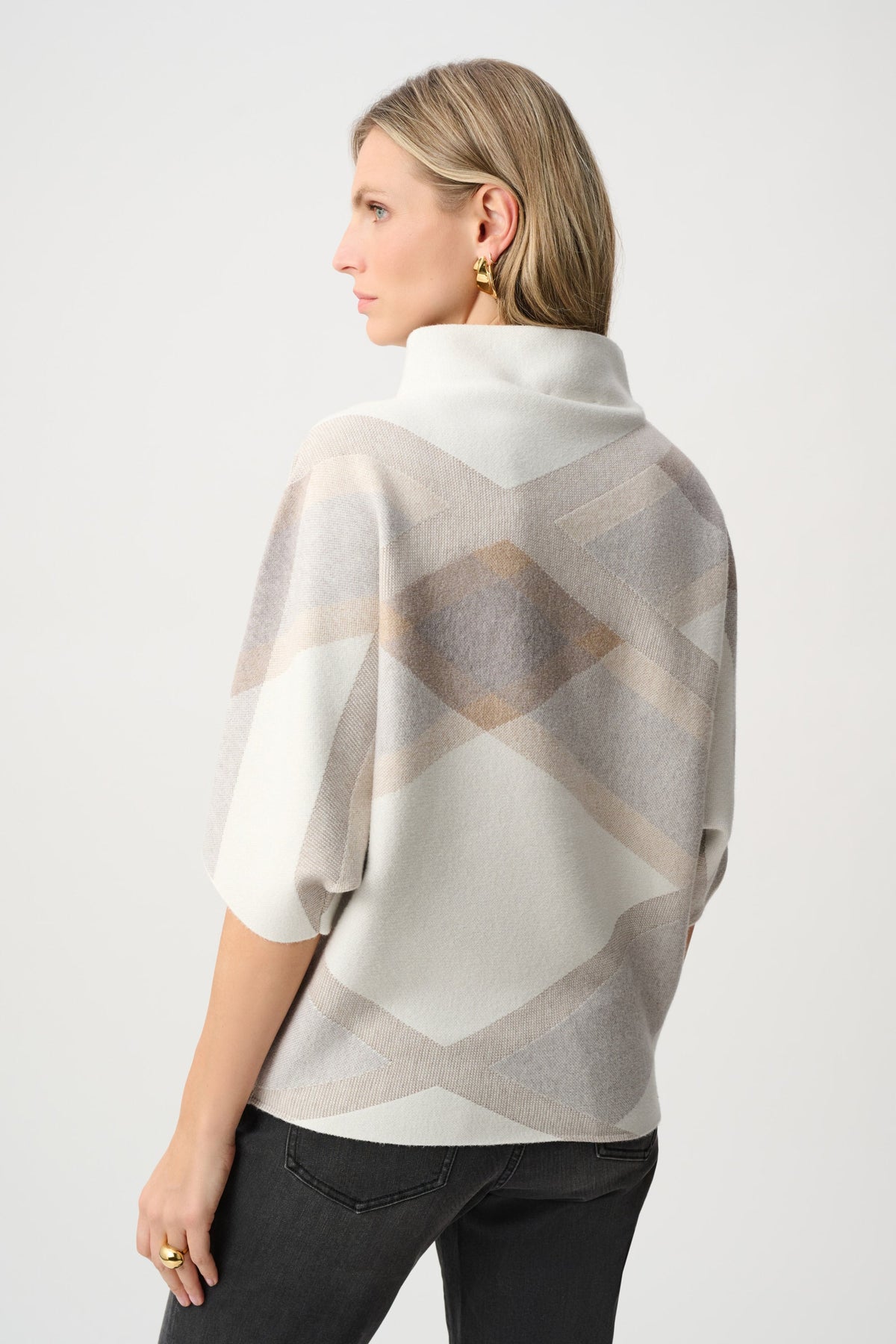 Ribkoff 263947 - Maglione a quadri con collo a imbuto