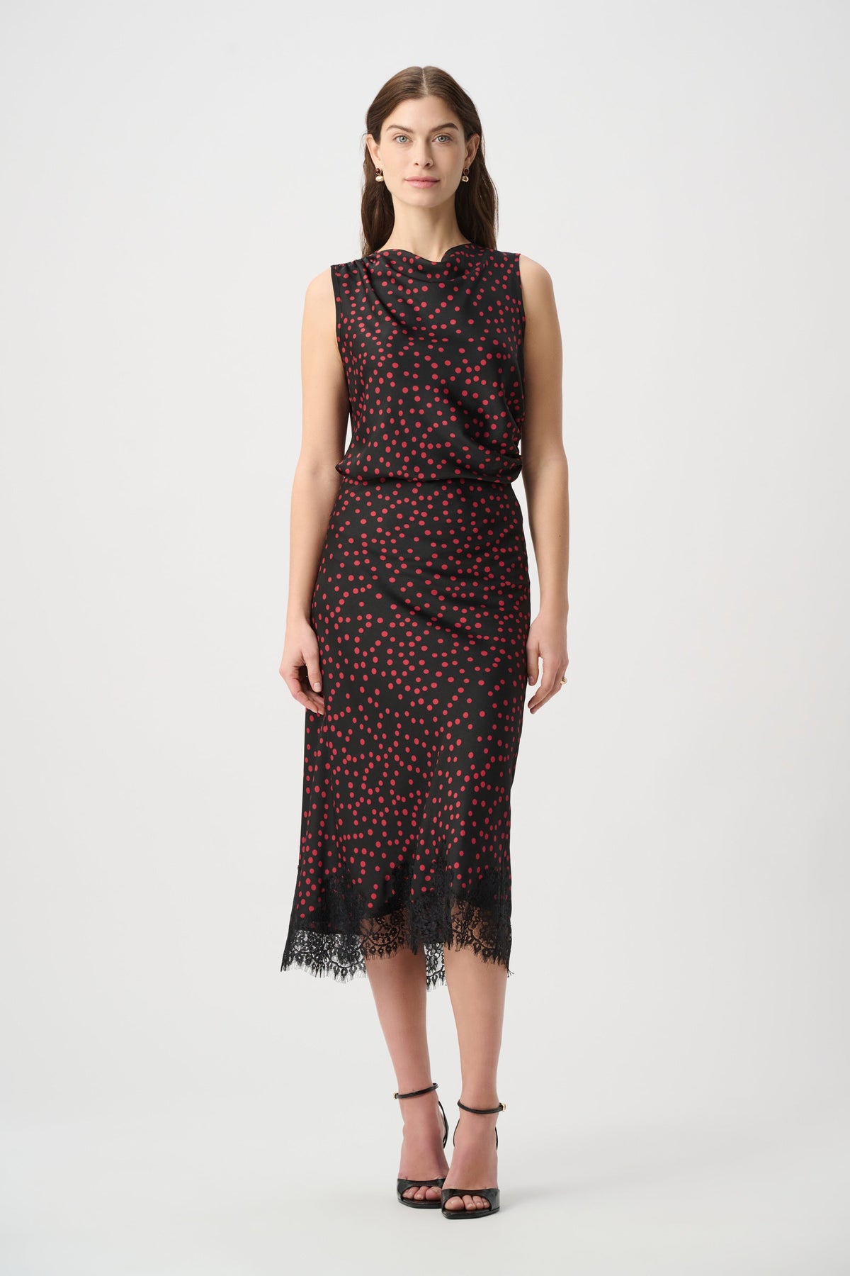 Ribkoff 264118 - Polka dot satin midi skirt