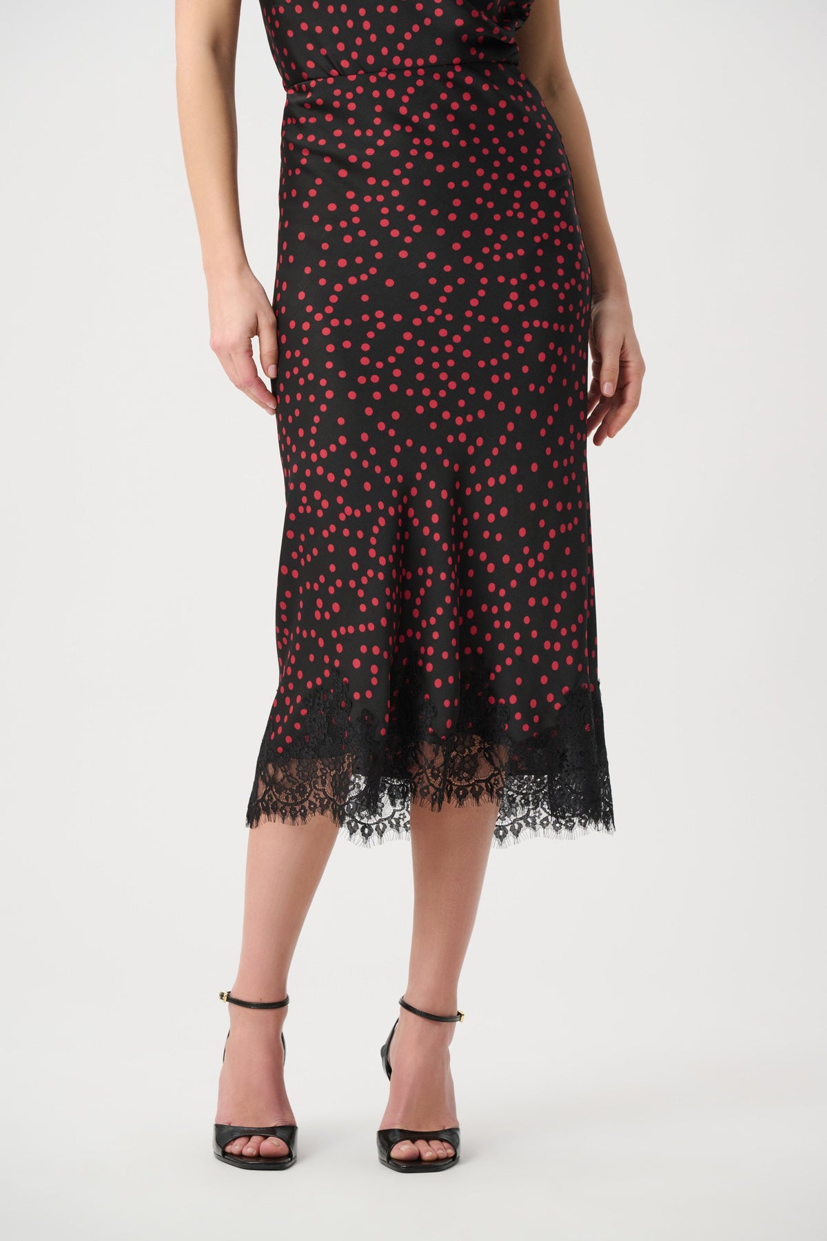 Ribkoff 264118 - Polka dot satin midi skirt