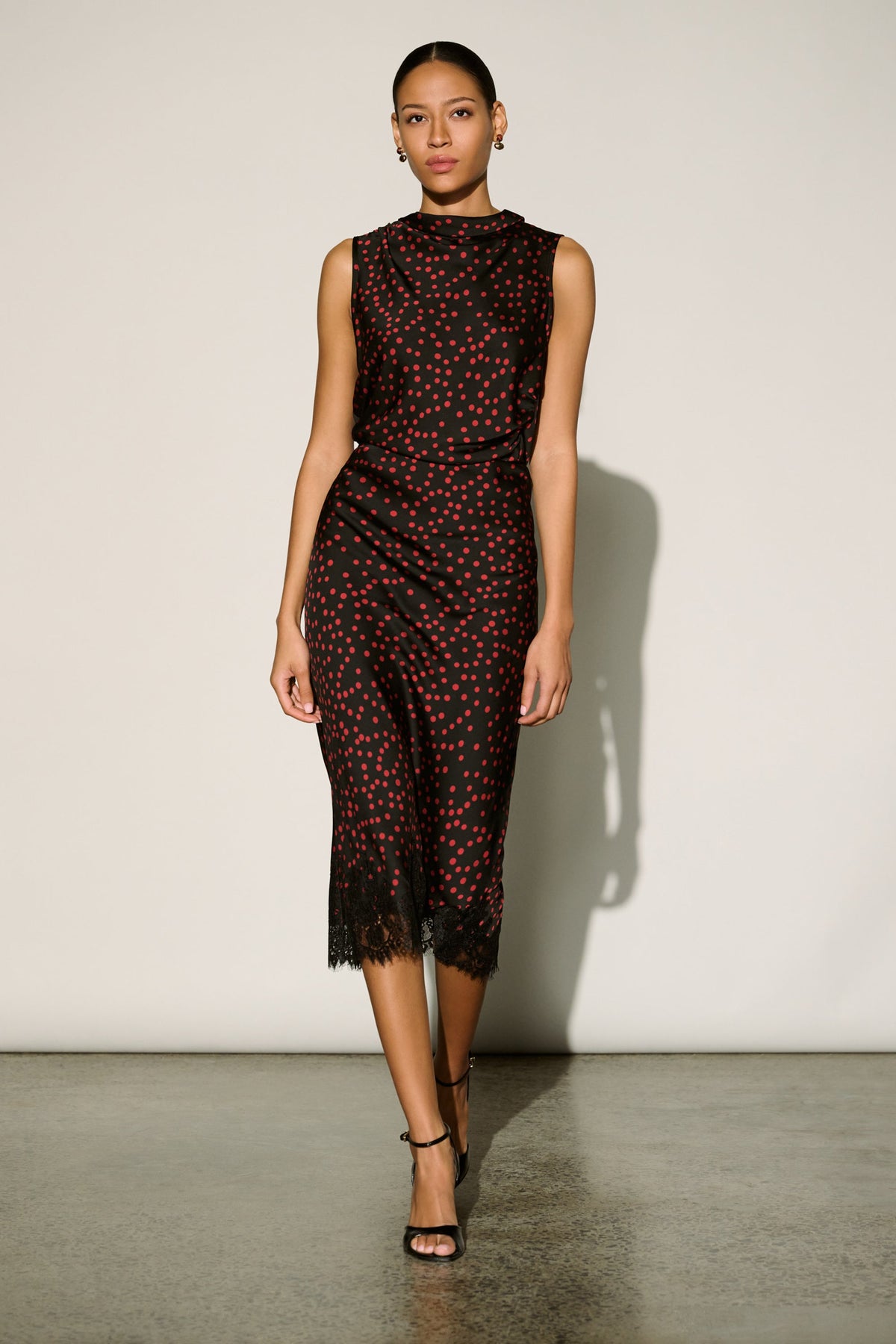 Ribkoff 264118 - Polka dot satin midi skirt