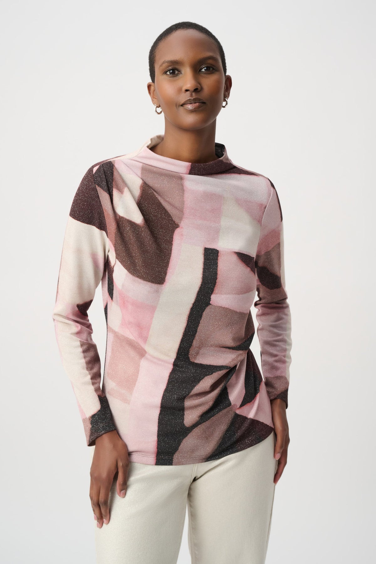 Ribkoff 264205 - Geometric print lurex knit top