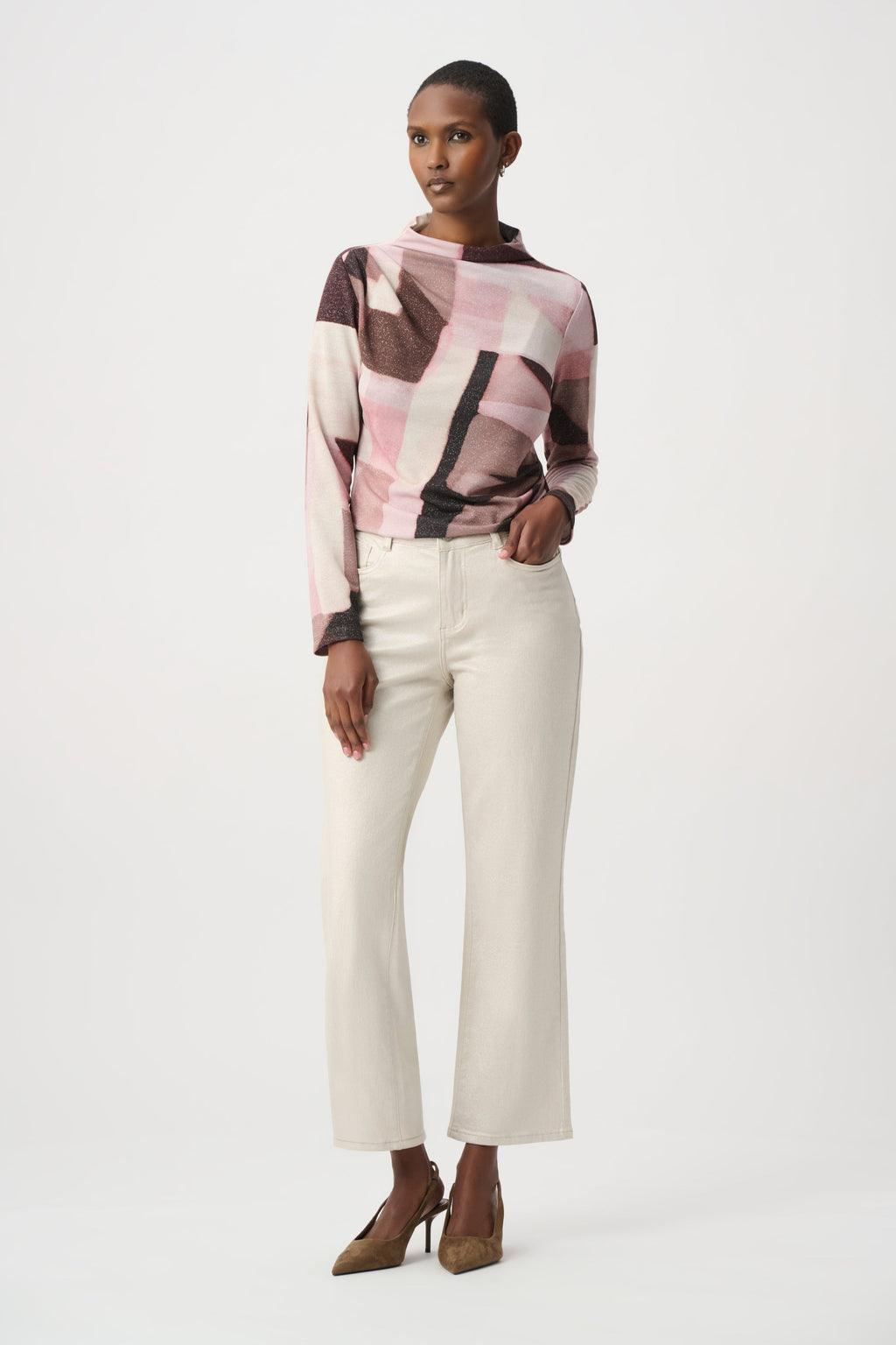 Ribkoff 264205 - Geometric print lurex knit top