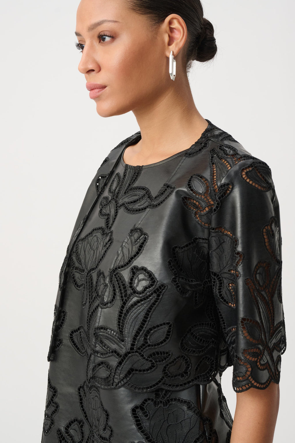 Ribkoff 264938 - Faux leather embroidered bolero