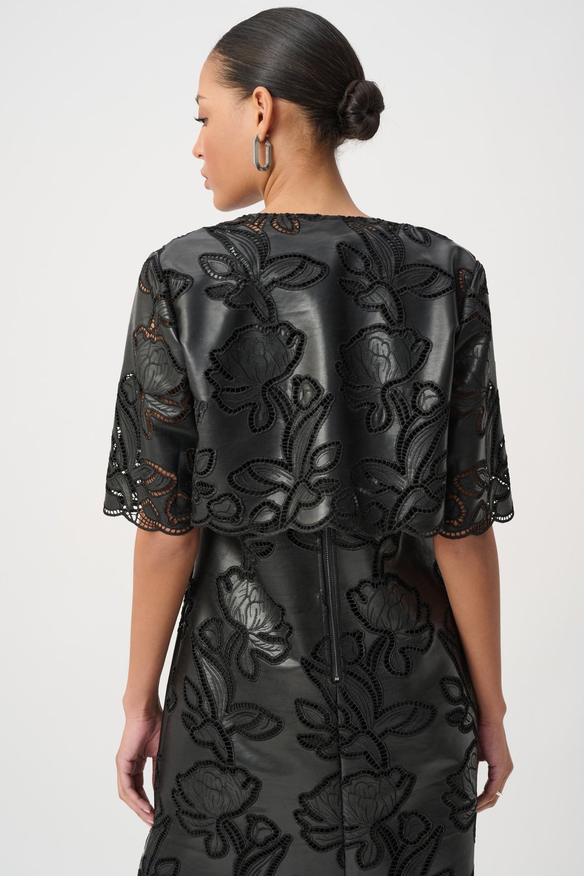 Ribkoff 264938 - Faux leather embroidered bolero
