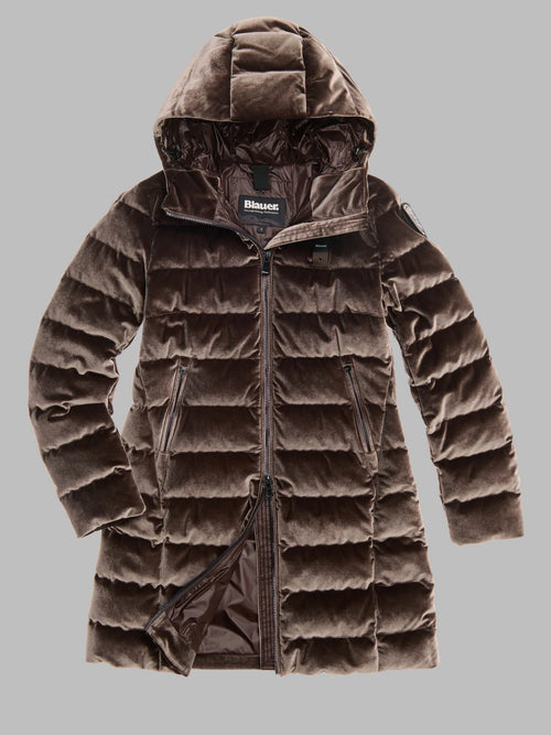 Blauer VELLY LONG - Piumino lungo in velluto lucido - 30B (Retro)