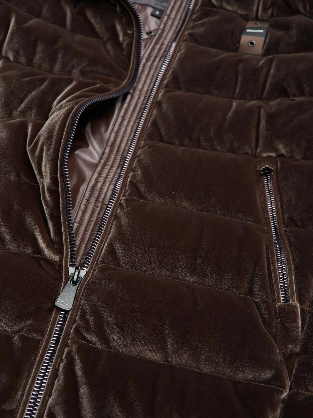 Blauer VELLY LONG - Piumino lungo in velluto lucido - 30B (Indossato / Dettaglio interno)