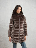 Blauer VELLY LONG - Piumino lungo in velluto lucido - 30B (Frontale)