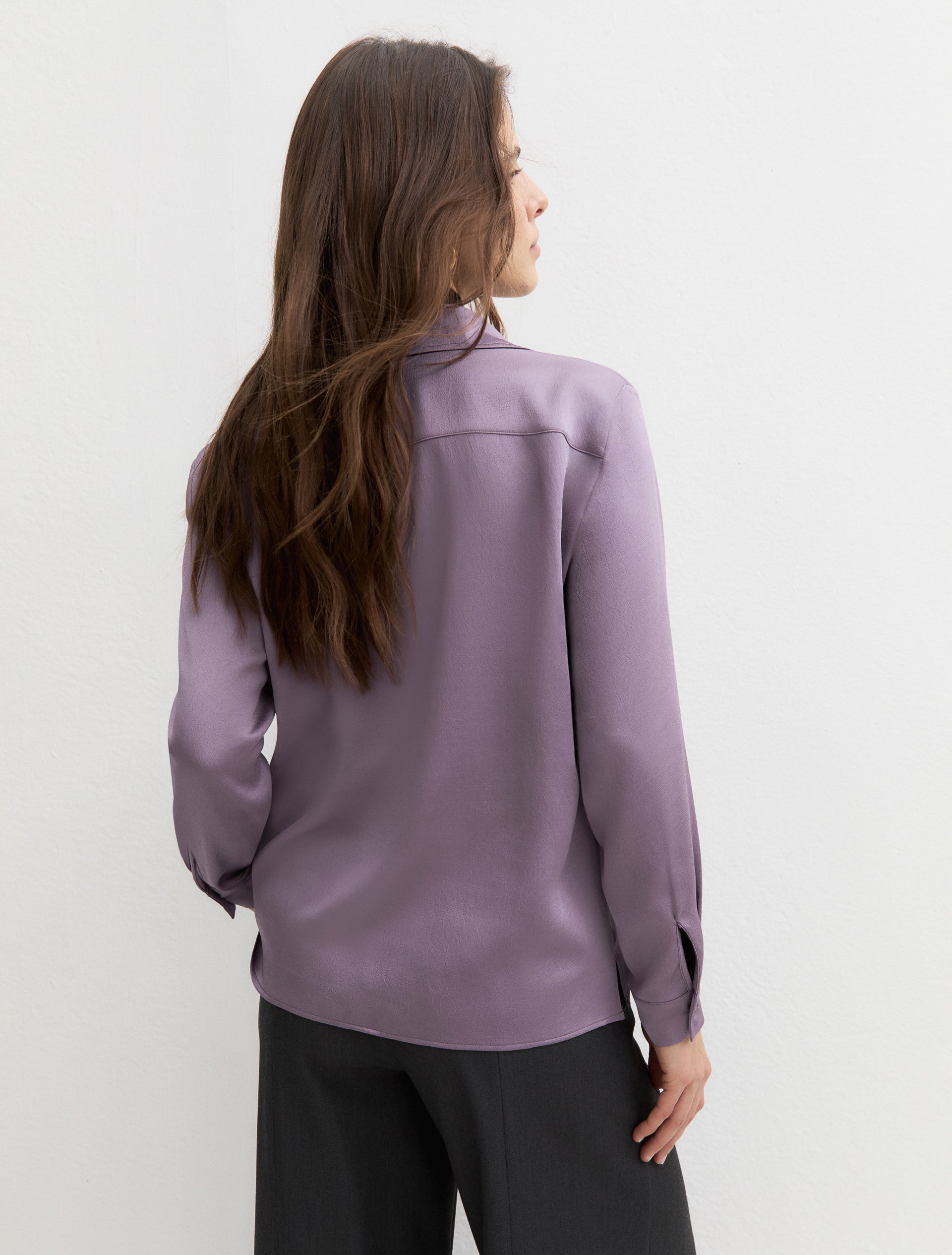 Emme Marella EMMMANTIDE - Blusa a polo in raso martellato crinckle - Vista 8