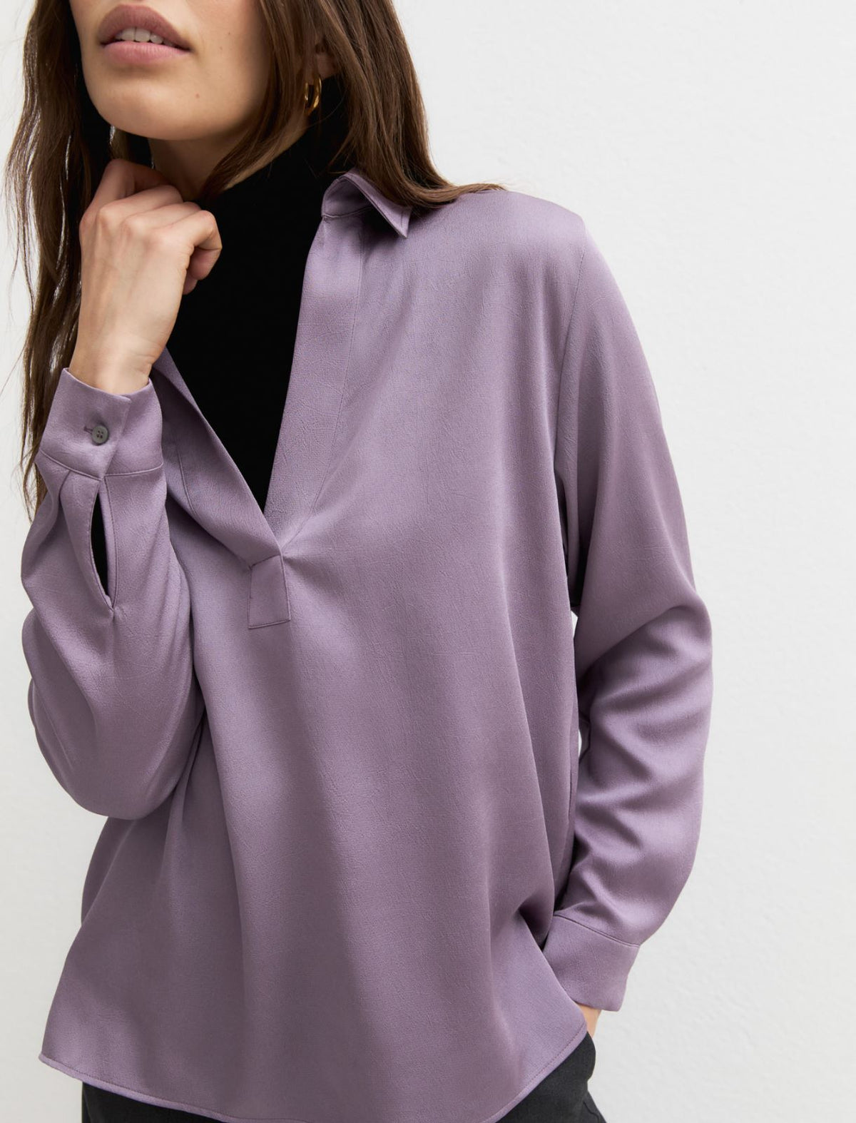 Emme Marella EMMMANTIDE - Blusa a polo in raso martellato crinckle - Vista 5