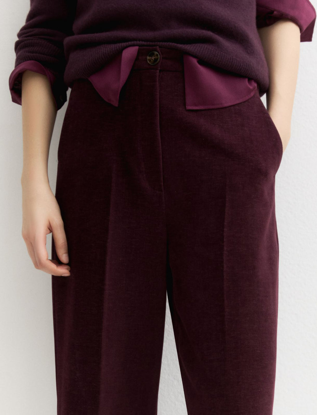Emme Marella EMMEGIZIO2 - Pantalone a vita alta in ciniglia stretch - Vista 5