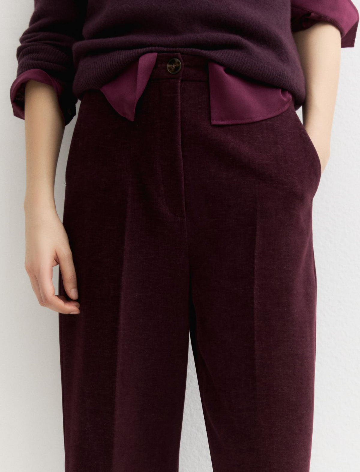 Emme Marella EMMEGIZIO2 - Pantalone a vita alta in ciniglia stretch - Vista 5