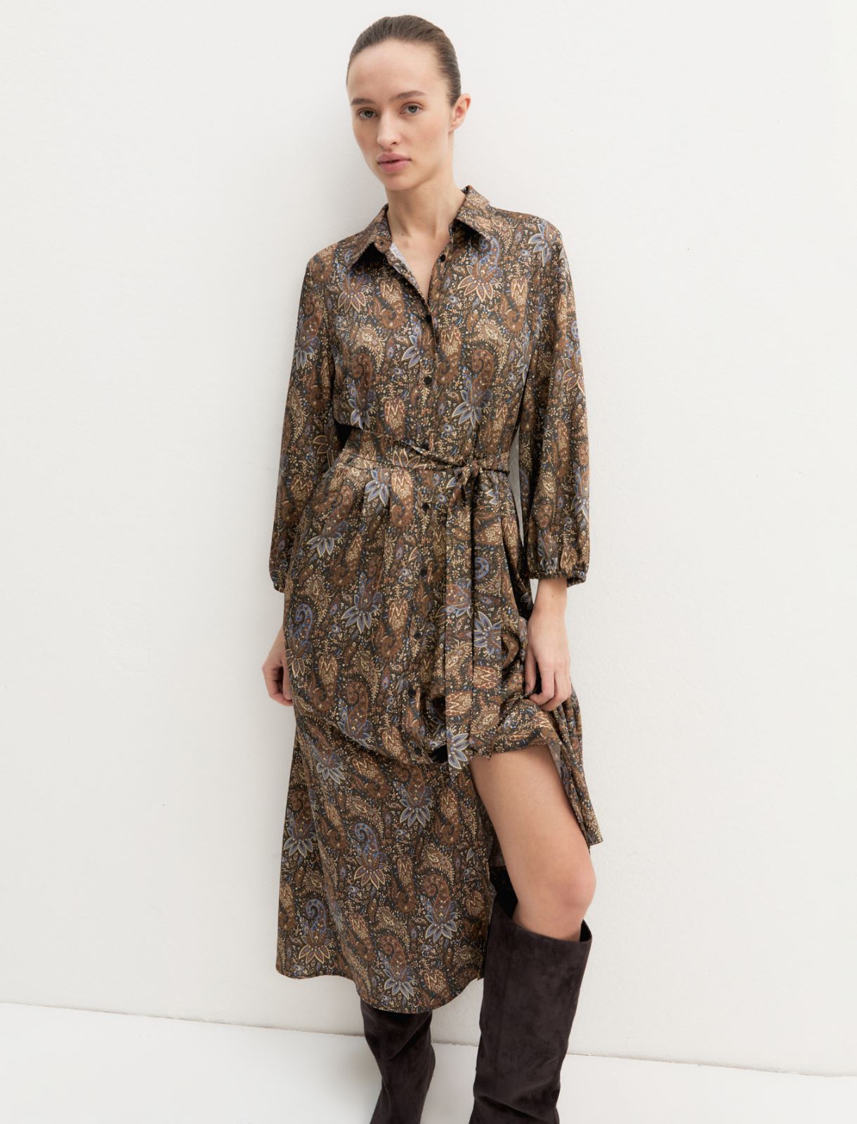 Emme Marella EMMPASSO - Chemisier lungo in twill stampato - Vista 5