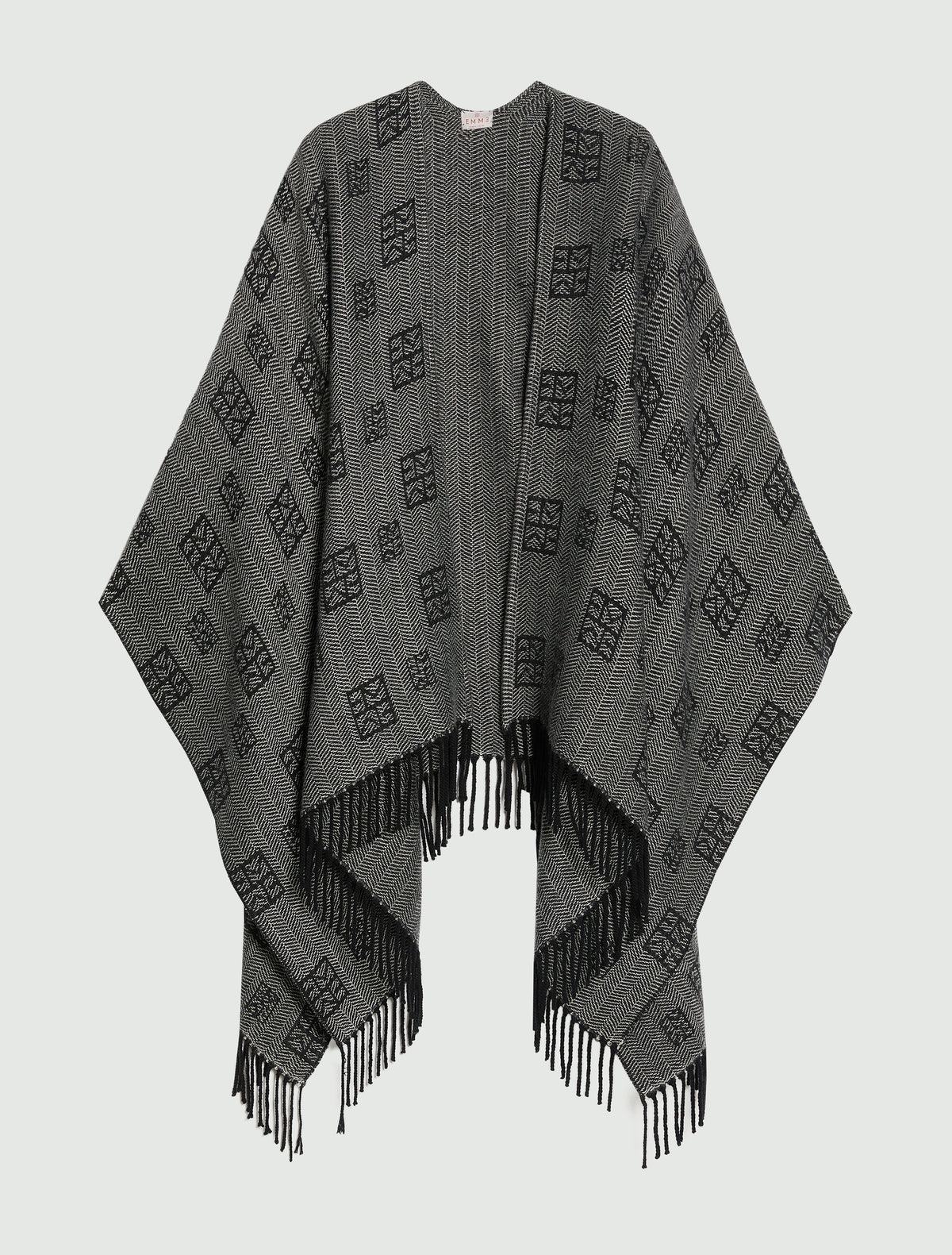 Emme Marella EMMORIGANO - Poncho jacquard con frange - Vista 4