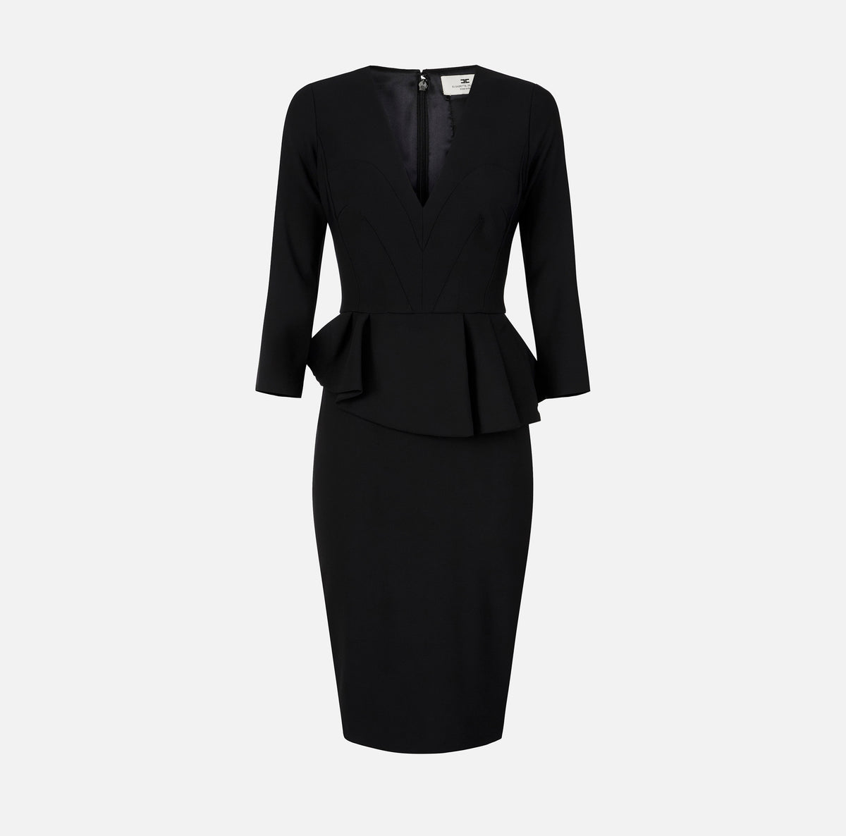 Elisabetta Franchi AB01067E2 - Lightweight crêpe dress with flounce