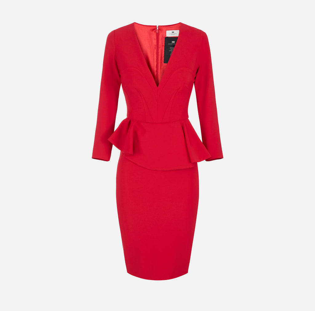 Elisabetta Franchi AB01067E2 - Lightweight crêpe dress with flounce