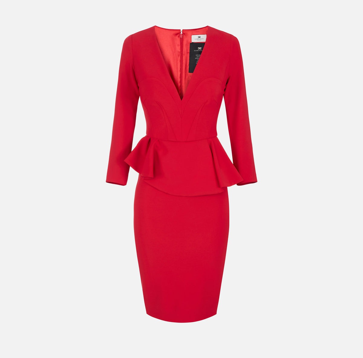 Elisabetta Franchi AB01067E2 - Lightweight crêpe dress with flounce
