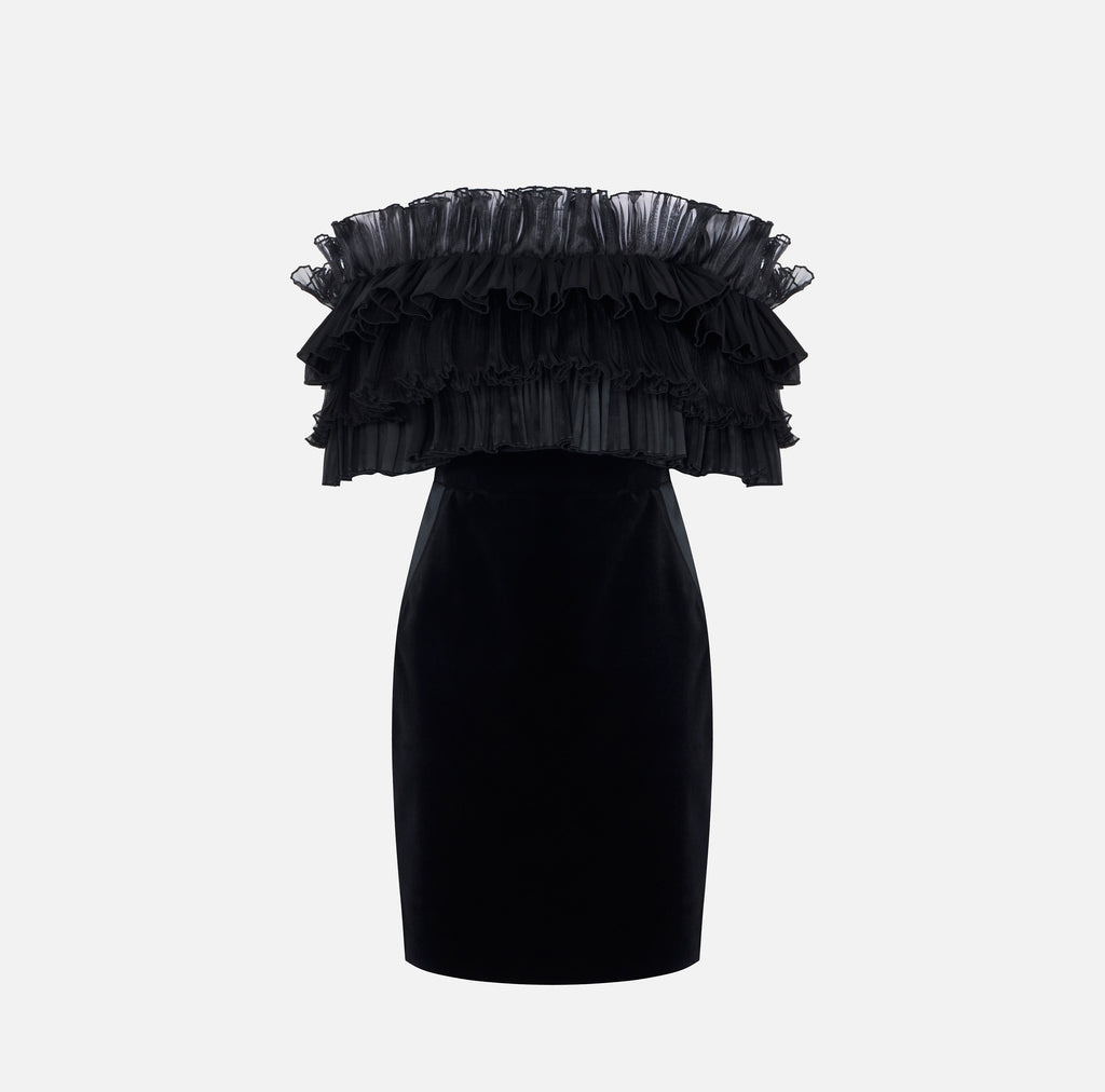 Elisabetta Franchi AB01467E2 - Abito in velluto con balze