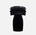 Elisabetta Franchi AB01467E2 - Abito in velluto con balze