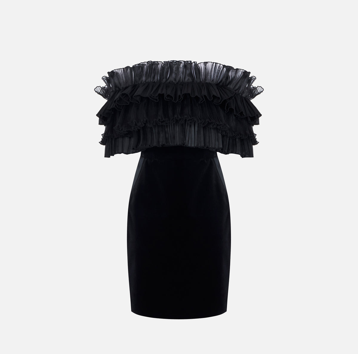 Elisabetta Franchi AB01467E2 - Abito in velluto con balze