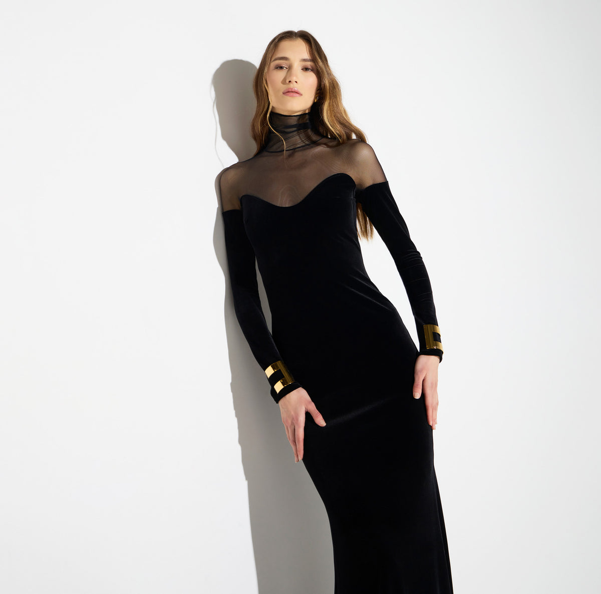 Elisabetta Franchi ABR2967E2 - Abito Red Carpet in velluto e tulle