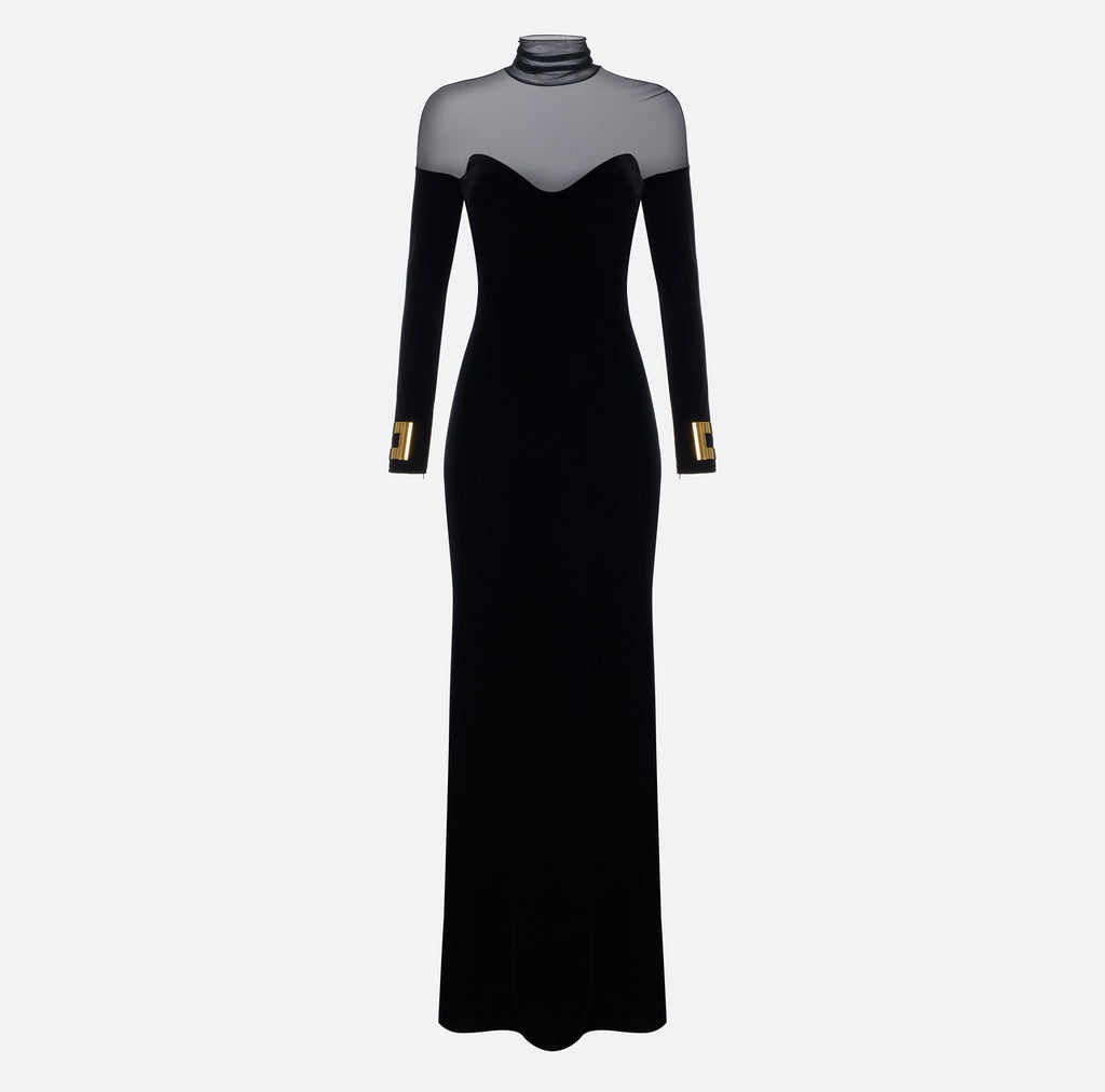 Elisabetta Franchi ABR2967E2 - Abito Red Carpet in velluto e tulle