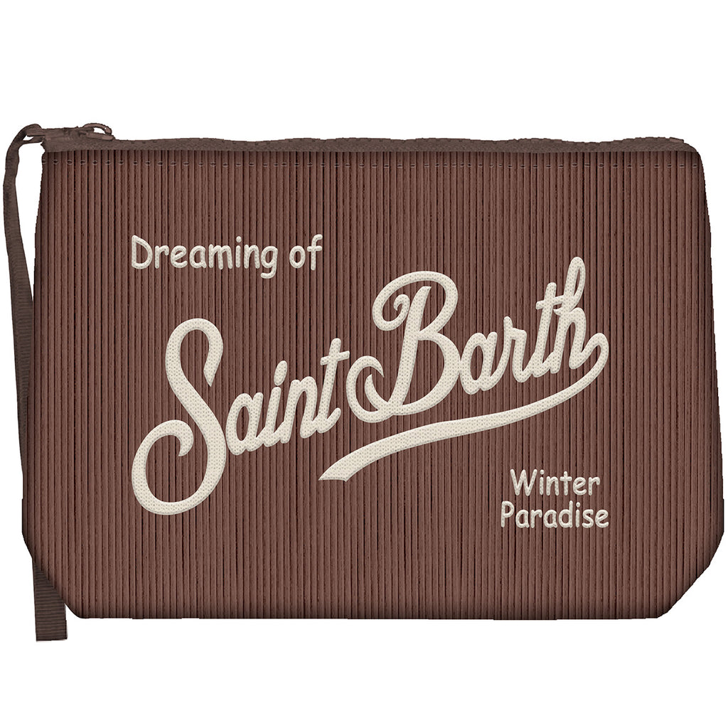 MC2 Saint Barth ALINE CORDUROY S ALI0059 - Pochette Aline in velluto a coste con ricamo - Marrone (18 Emb)