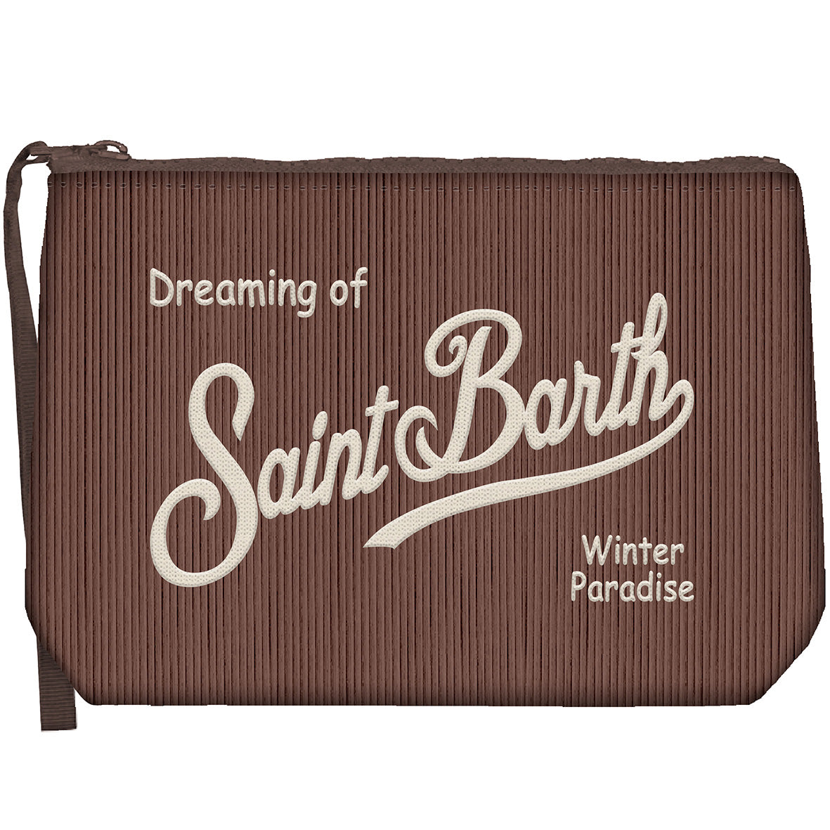 MC2 Saint Barth ALINE CORDUROY S ALI0059 - Pochette Aline in velluto a coste con ricamo - Marrone (18 Emb)