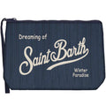 MC2 Saint Barth ALINE CORDUROY S ALI0059 - Pochette Aline in velluto a coste con ricamo - Blu Notte (61 Emb)