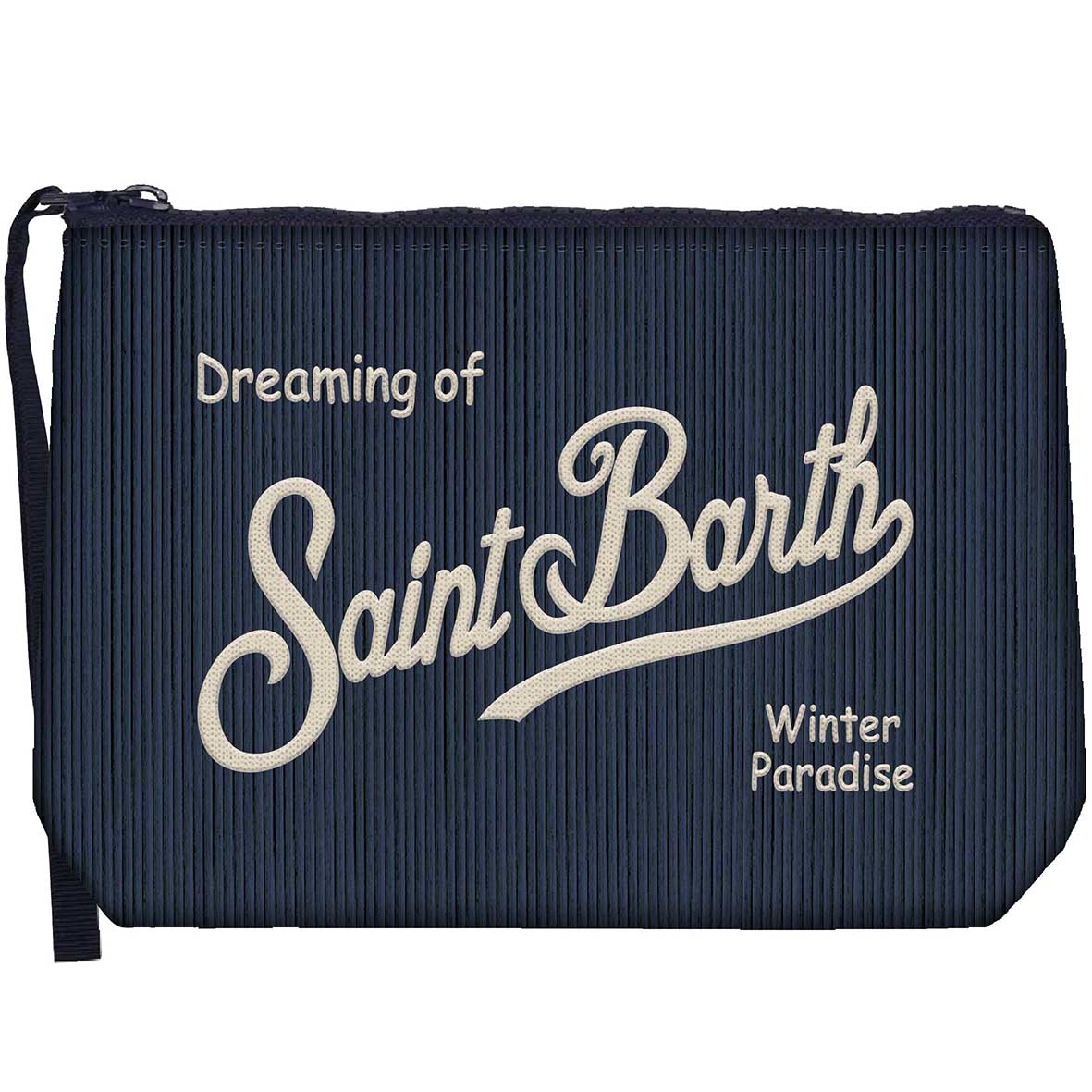 MC2 Saint Barth ALINE CORDUROY S ALI0059 - Pochette Aline in velluto a coste con ricamo - Blu Notte (61 Emb)