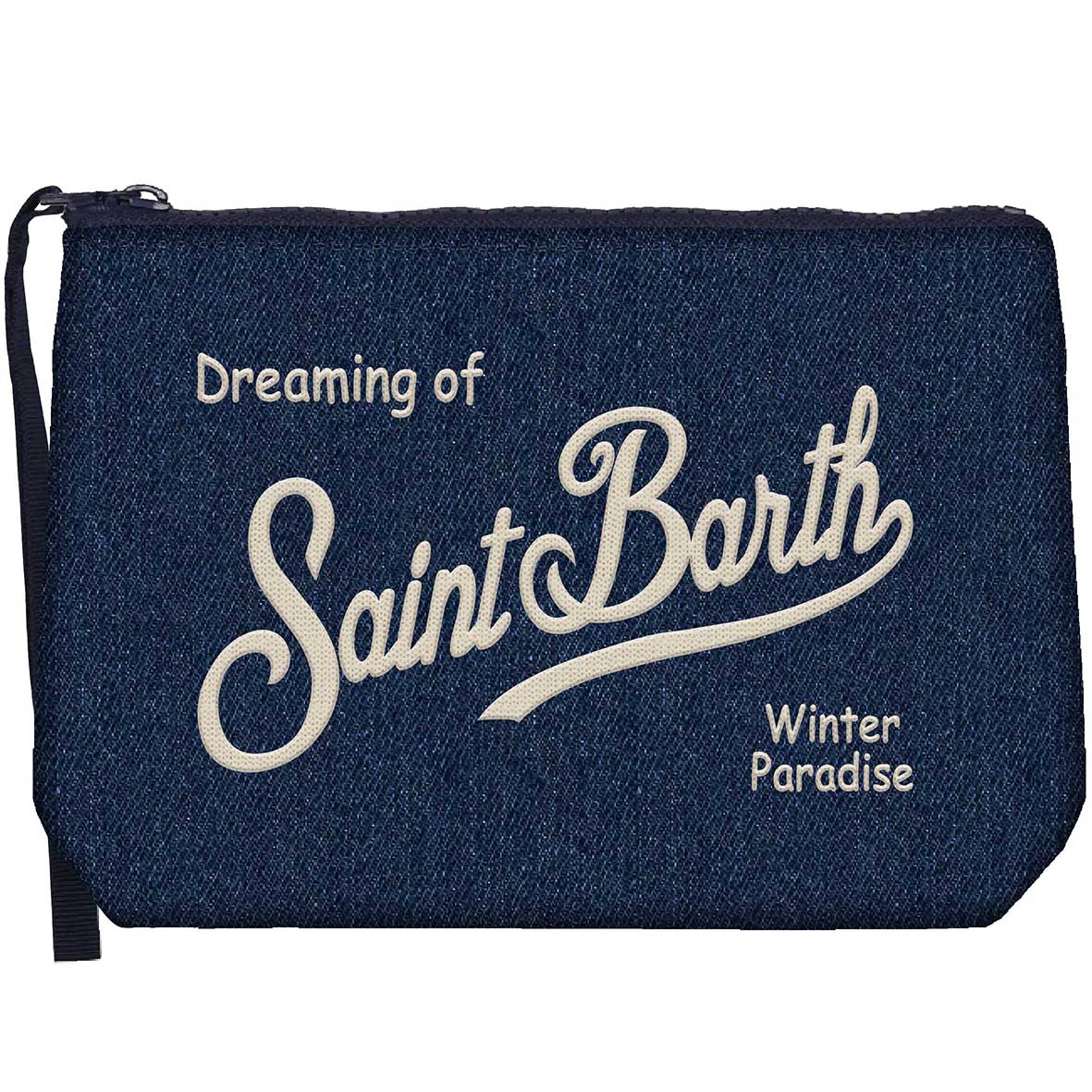 MC2 Saint Barth ALINE DENIM W ALI0031 - Pochette Aline in denim di cotone con ricamo - Blu Denim (Denim Dark Emb)