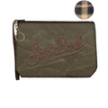 MC2 Saint Barth ALINE MINI WAX ALMI001 - Pochette Aline Mini in cotone cerato con ricamo - Verde Militare (5218 Emb)