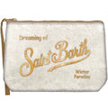 MC2 Saint Barth ALINE VELVET ALI0014 - Pochette Aline in morbido velluto con ricamo - Panna (10or Emb)