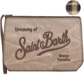MC2 Saint Barth ALINE WAX ALI0058 - Pochette Aline in cotone cerato con ricamo - Marrone (18 Emb)
