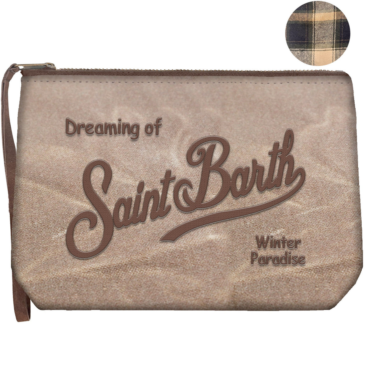 MC2 Saint Barth ALINE WAX ALI0058 - Pochette Aline in cotone cerato con ricamo - Marrone (18 Emb)