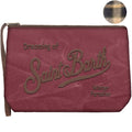 MC2 Saint Barth ALINE WAX ALI0058 - Pochette Aline in cotone cerato con ricamo - Bordeaux (4518 Emb)