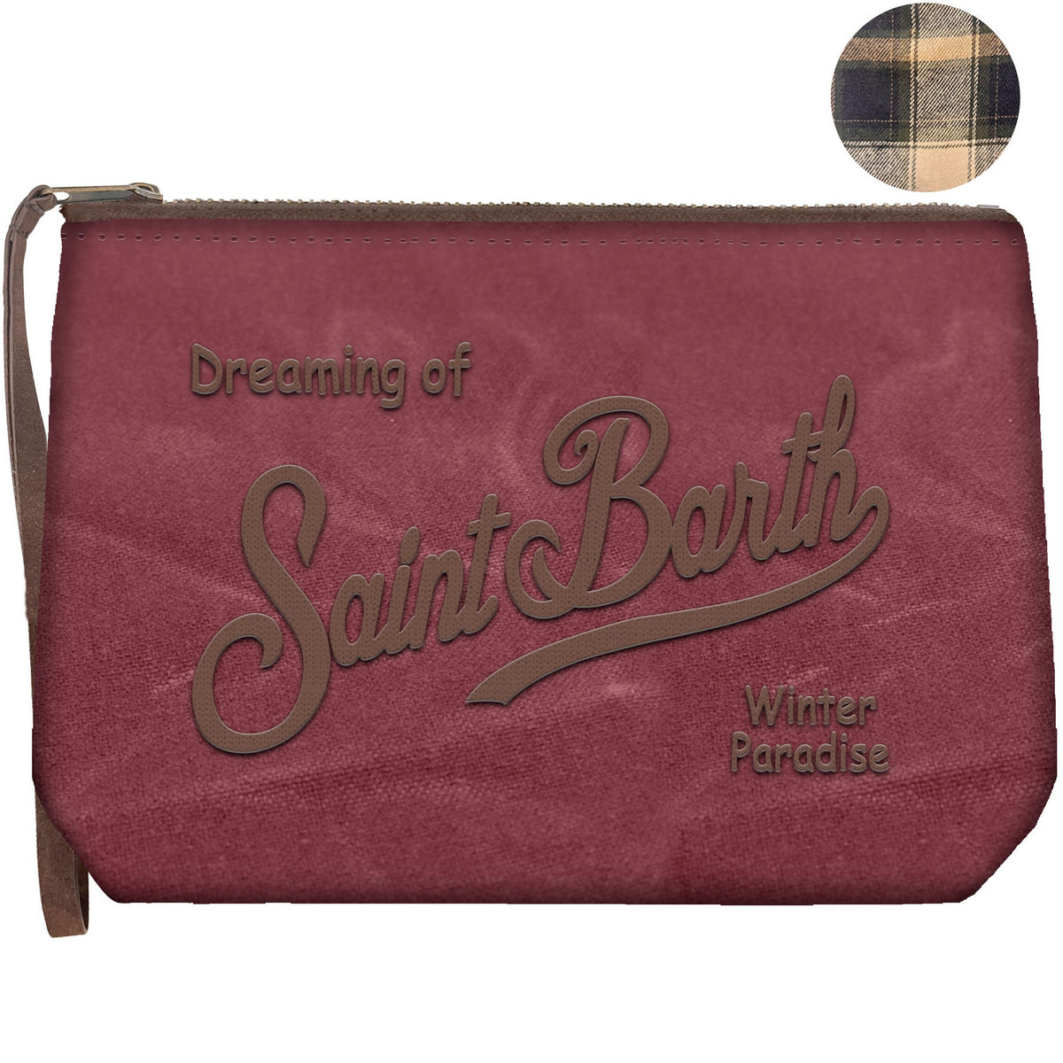 MC2 Saint Barth ALINE WAX ALI0058 - Pochette Aline in cotone cerato con ricamo - Bordeaux (4518 Emb)