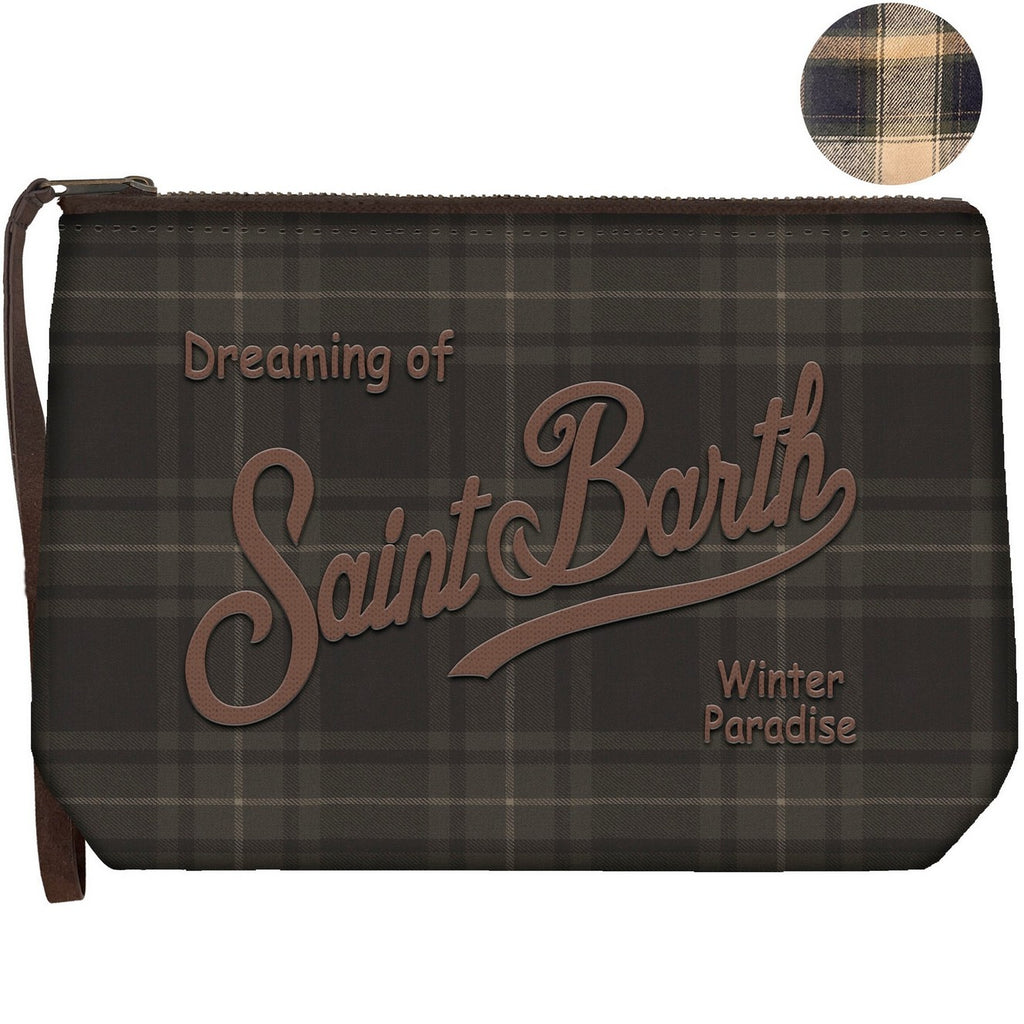 MC2 Saint Barth ALINE WAX ALI0058 - Pochette Aline in cotone cerato con ricamo - Tartan Verde (Scott Tartan 52 Emb)