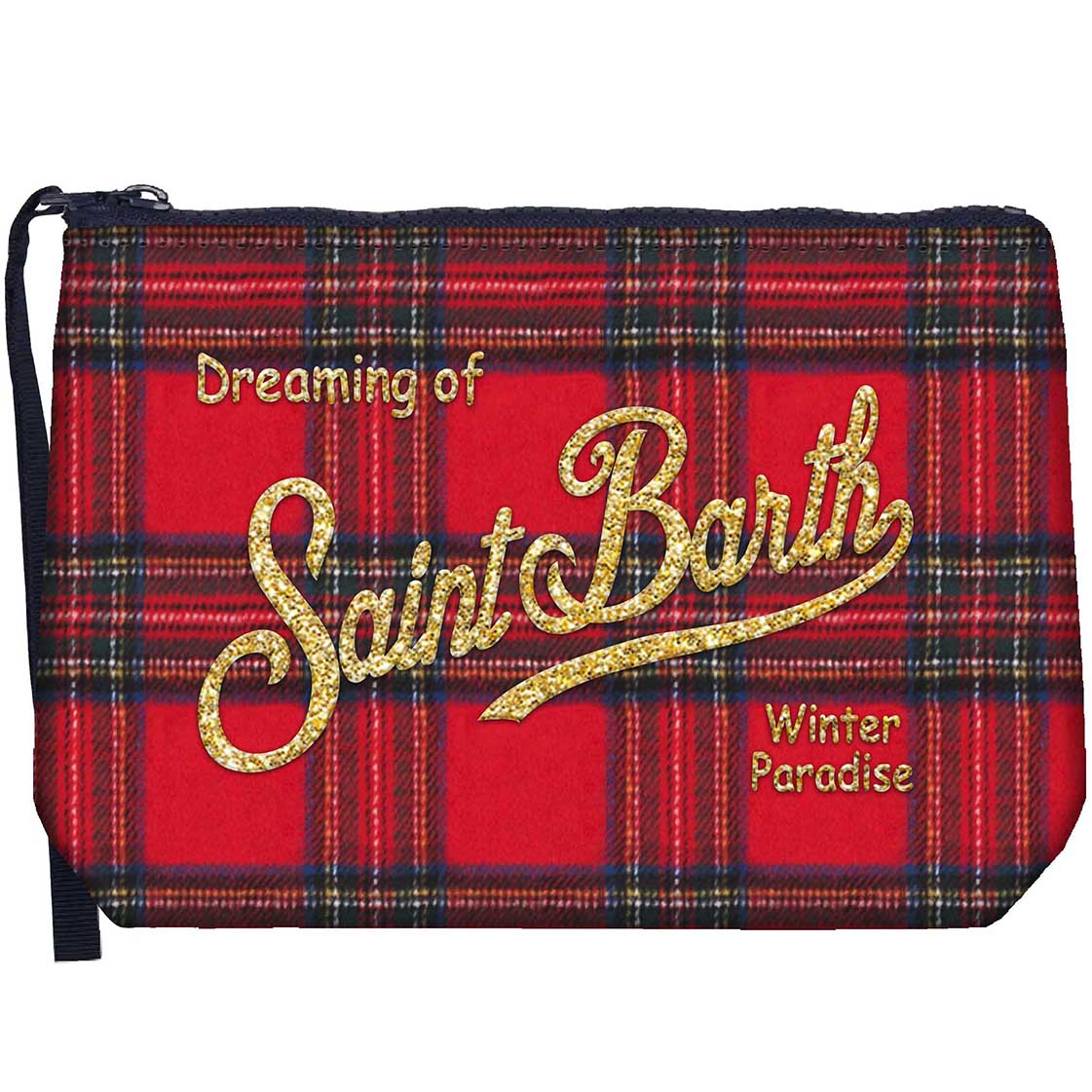 MC2 Saint Barth ALINE WOOL ALI0022 - Pochette Aline in lana a motivo tartan - Tartan Rosso (Tartan 41or Emb)