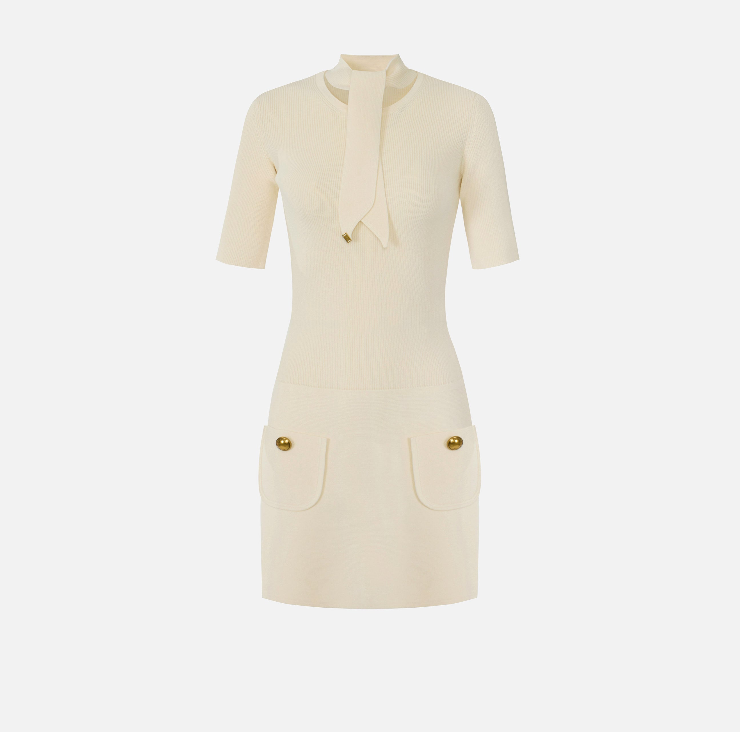 Elisabetta Franchi AM04S66E2 - Mini abito in maglia con bottoni gioiello