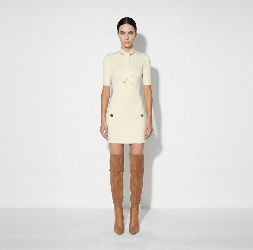 Elisabetta Franchi AM04S66E2 - Mini abito in maglia con bottoni gioiello