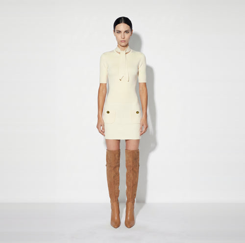 Elisabetta Franchi AM04S66E2 - Mini abito in maglia con bottoni gioiello