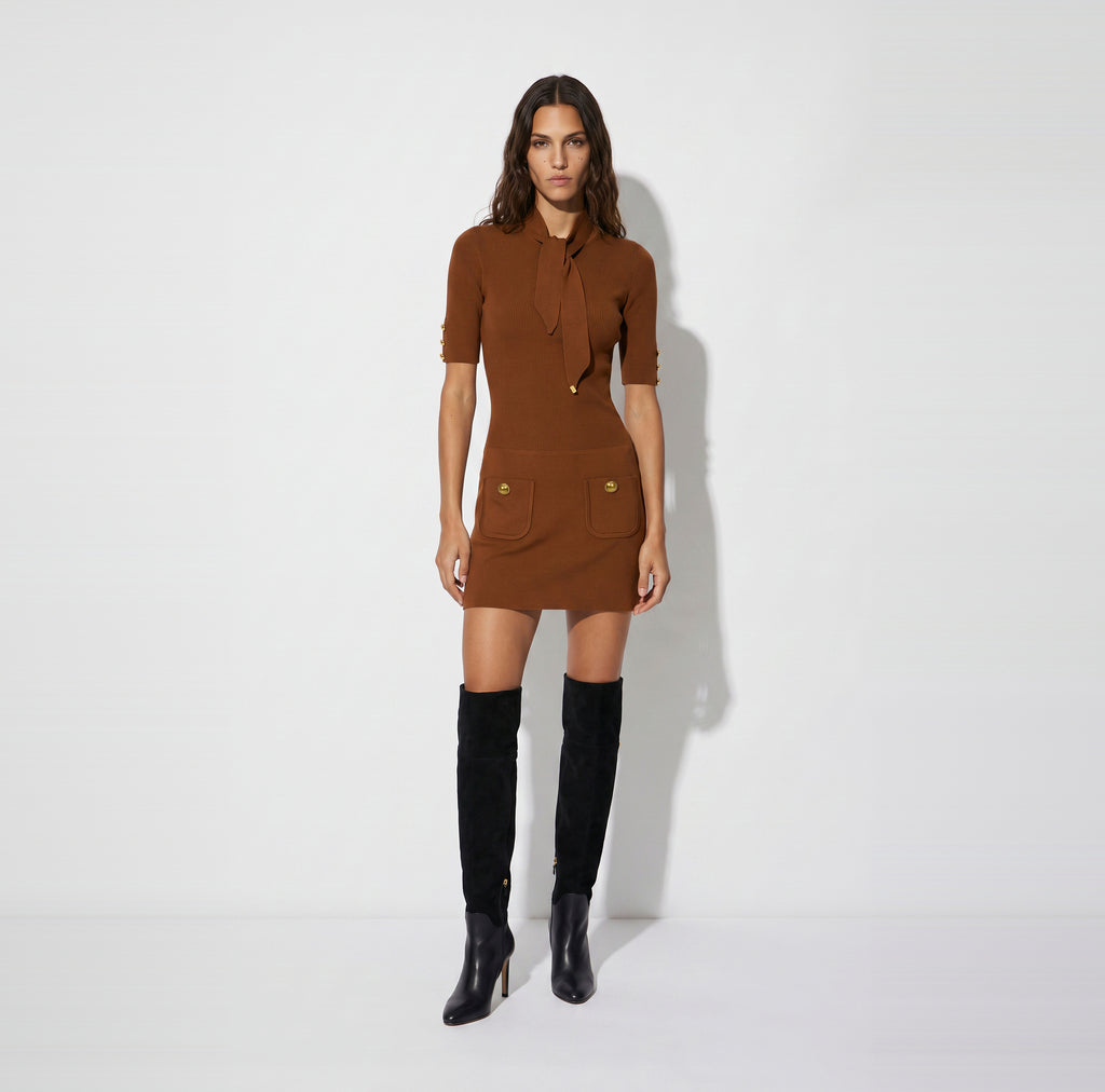 Elisabetta Franchi AM04S66E2 - Mini abito in maglia con bottoni gioiello