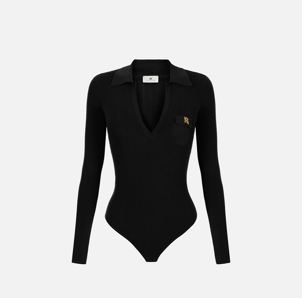 Elisabetta Franchi BK02B66E2 - Body in maglia con ricami à jour